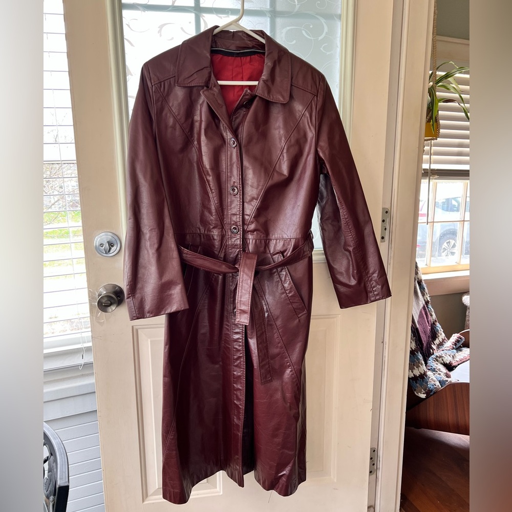Women's Burgundy Trench Coat